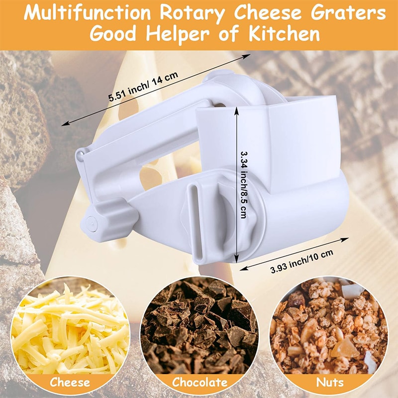 FreshSlice Rotary Cheese Grater with Stainless Steel Drum for Cheese, Nuts & Chocolate