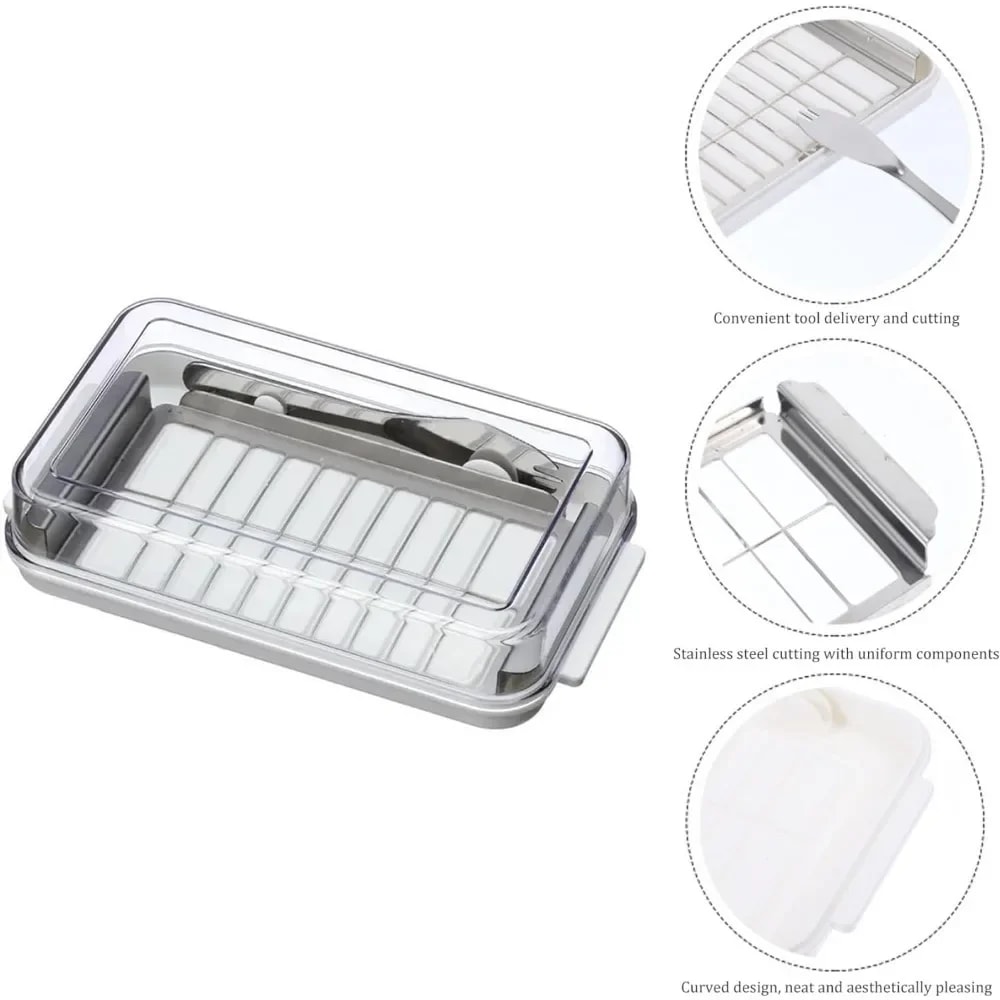 FreshSlice Butter Dish with Lid and Cutter Airtight Butter Storage Container