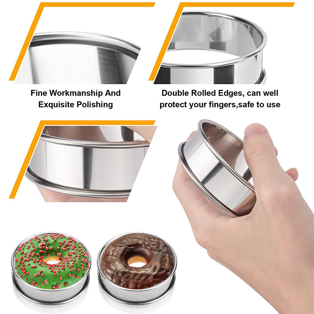 Stainless Steel English Muffin Rings Set For Crumpets Eggs Tart Baking 2