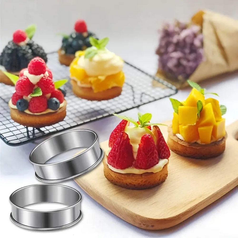 Stainless Steel English Muffin Rings Set For Crumpets Eggs Tart Baking 4