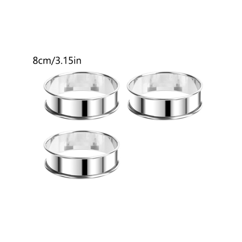 Stainless Steel English Muffin Rings Set For Crumpets Eggs Tart Baking 6
