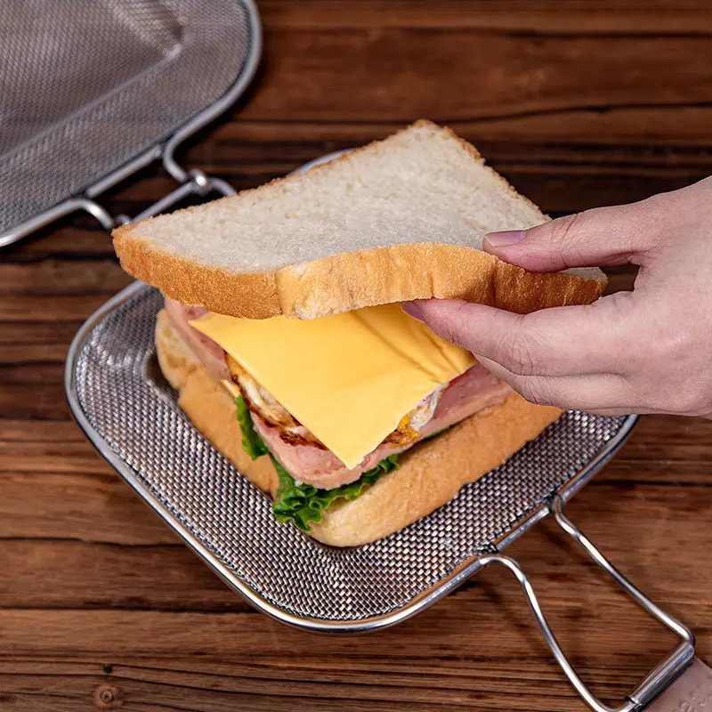 Portable Sandwich Maker Grill Basket For Crispy Paninis Camping Toasted Snacks 0