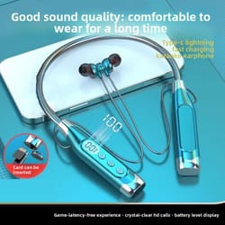 bluetooth neckband headphones with led display and deep bass stereo sound