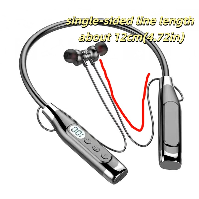 Bluetooth Neckband Headphones with LED Display and Deep Bass Stereo Sound