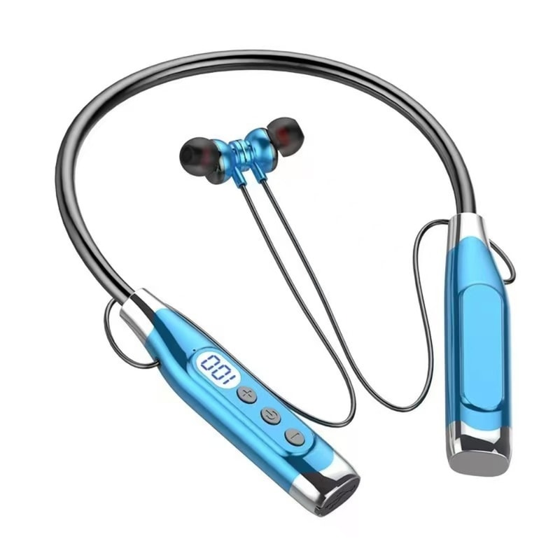 Bluetooth Neckband Headphones with LED Display and Deep Bass Stereo Sound