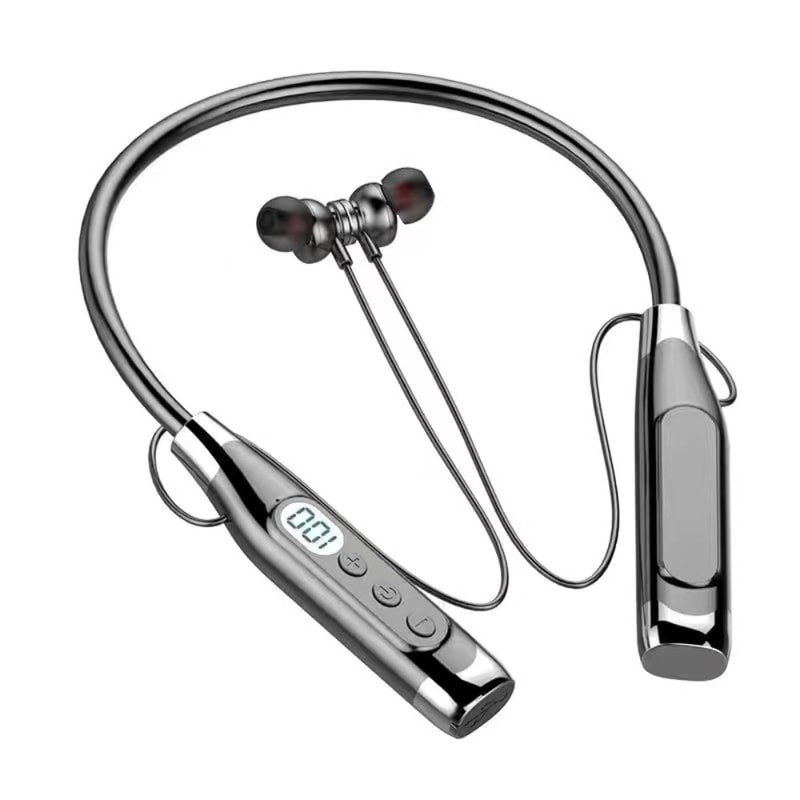 Bluetooth Neckband Headphones with LED Display and Deep Bass Stereo Sound