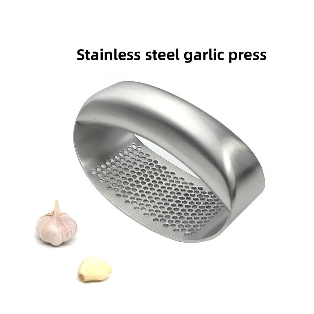 Stainless Steel Garlic Press Ring Manual Garlic Crusher Tool
