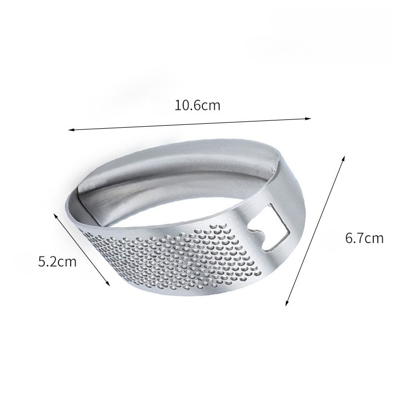 Stainless Steel Garlic Press Ring Manual Garlic Crusher Tool