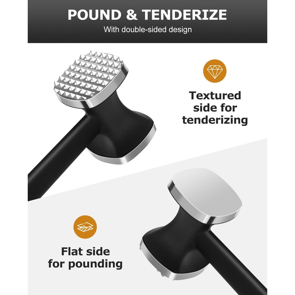 Stainless Steel Meat Tenderizer Hammer for Steak, Beef & Poultry