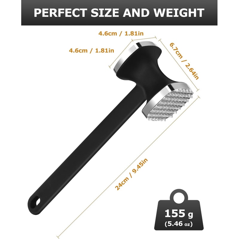 Stainless Steel Meat Tenderizer Hammer for Steak, Beef & Poultry