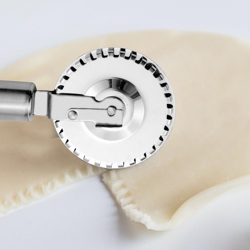 Stainless Steel Pastry Cutter Wheel & Dumpling Sealer for Pie Crust and Ravioli Edges