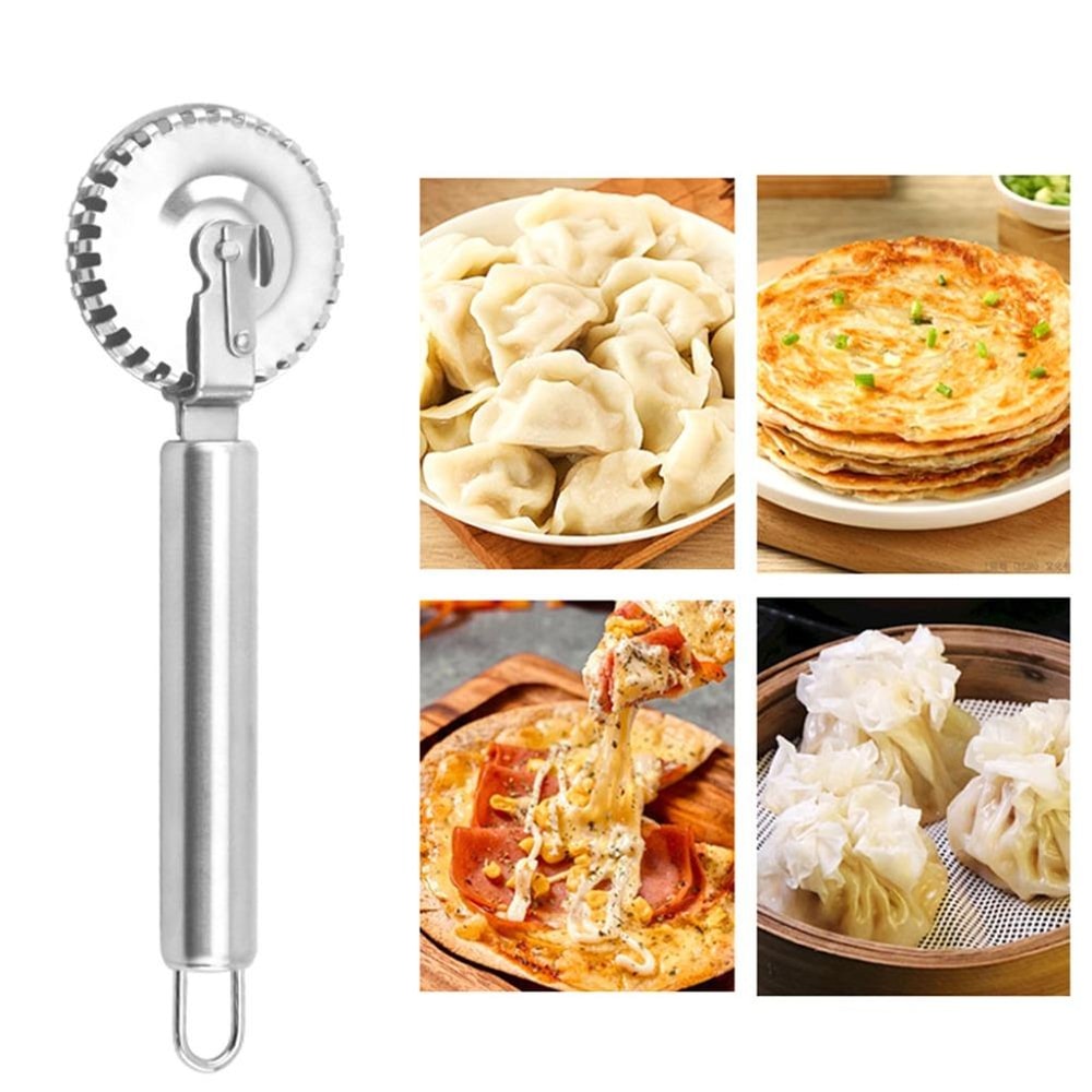 Stainless Steel Pizza Dough Cutter & Pastry Embossing Roller Tool