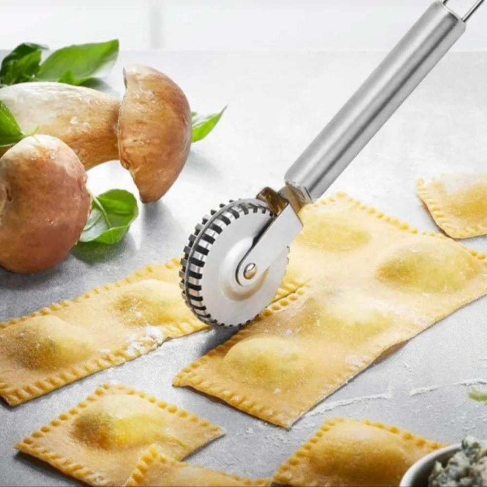 Stainless Steel Pizza Dough Cutter & Pastry Embossing Roller Tool