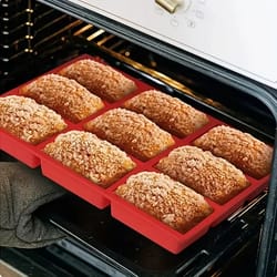 cavity silicone mini loaf pan for bread, brownies & muffins non-stick baking mold