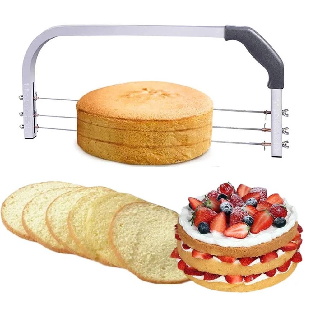 PrecisionBake Adjustable Cake Leveler with Triple Stainless Steel Blades for Smooth Layer Cakes
