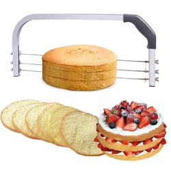 precisionbake adjustable cake leveler with triple stainless steel blades for smooth layer cakes