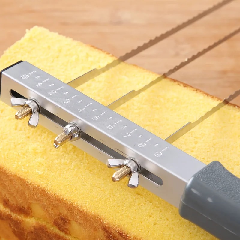 PrecisionBake Adjustable Cake Leveler with Triple Stainless Steel Blades for Smooth Layer Cakes