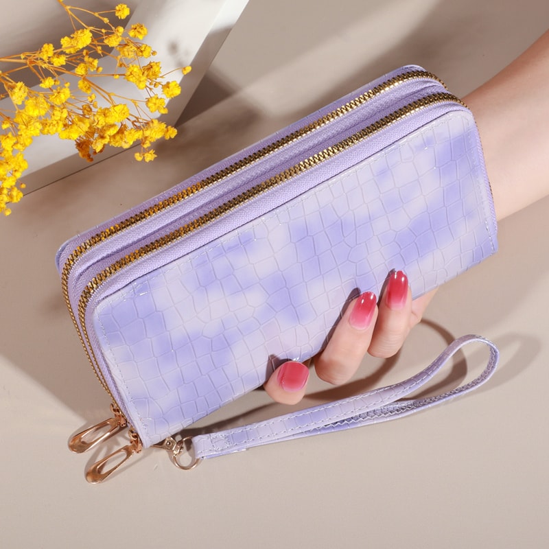 Vintage Double Layer Wristlet Wallet For Women With Zipper Coin Pocket And RFID Style Storage 4