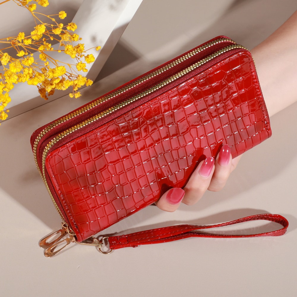 Vintage Double Layer Wristlet Wallet For Women With Zipper Coin Pocket And RFID Style Storage 11