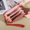 Korean Color Block Zip Wallet for Women with Tassel & Card Organizer