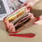 Korean Color Block Zip Wallet for Women with Tassel & Card Organizer