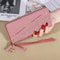 Korean Color Block Zip Wallet for Women with Tassel & Card Organizer