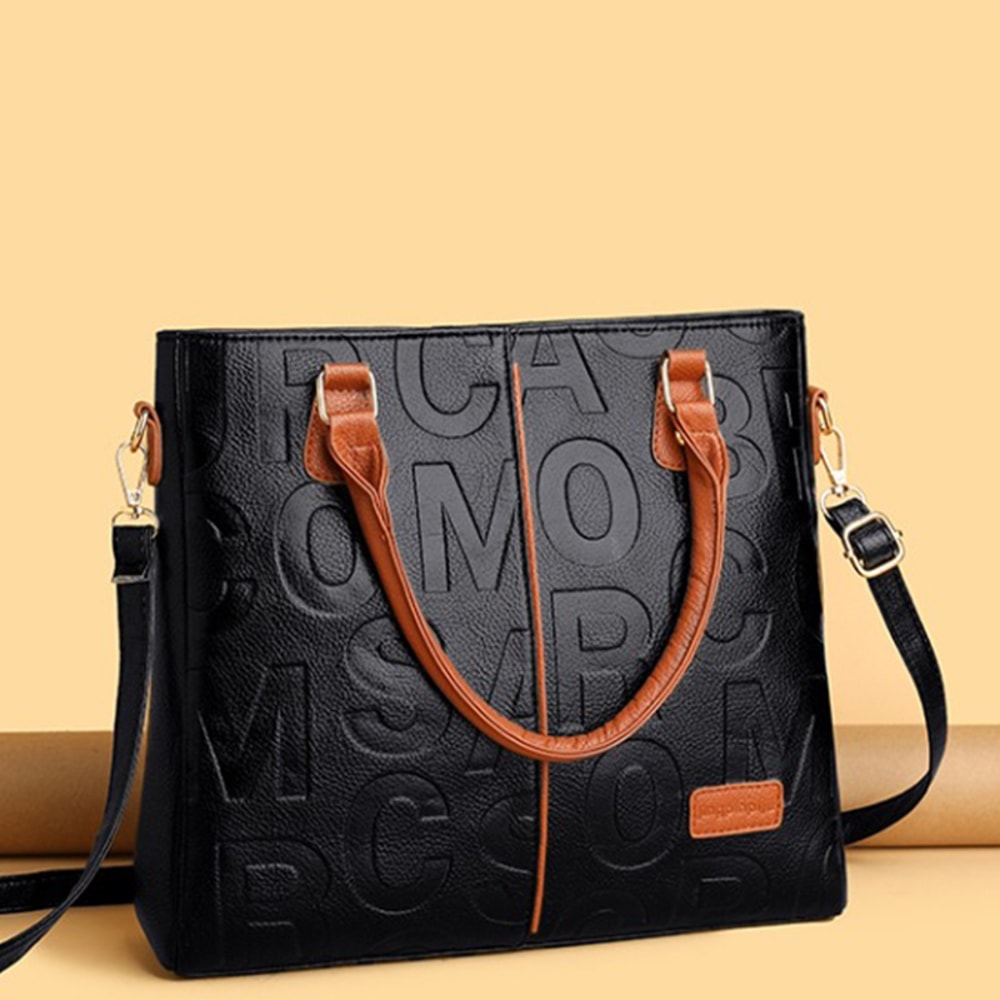 Elegant Large Capacity Tote Bag For Women PU Leather Shoulder Crossbody Handbag 1