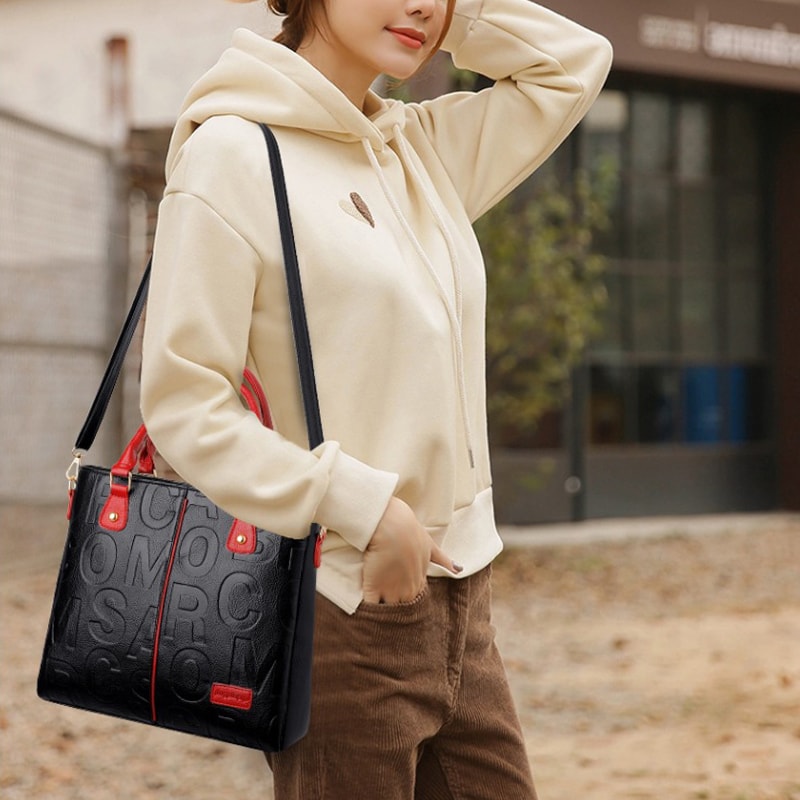 Elegant Large Capacity Tote Bag For Women PU Leather Shoulder Crossbody Handbag 2