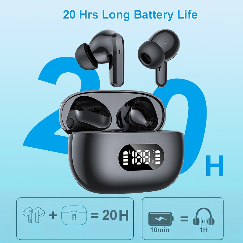 AeroSync ENC Wireless Earbuds with LED Display & Transparency Mode