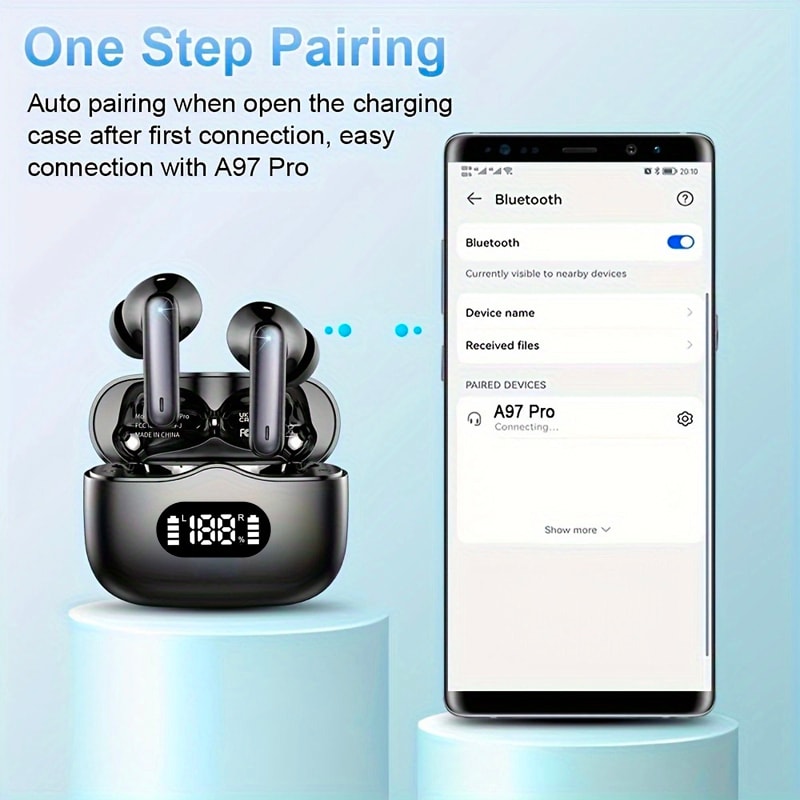 AeroSync ENC Wireless Earbuds with LED Display & Transparency Mode