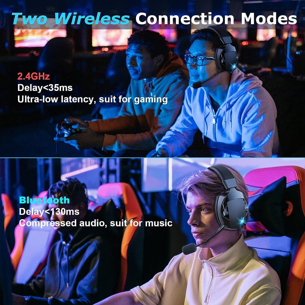 NovaSync Wireless Gaming Headset For PC Switch Mobile With Bluetooth Mic 2