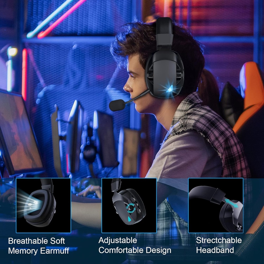 NovaSync Wireless Gaming Headset For PC Switch Mobile With Bluetooth Mic 3