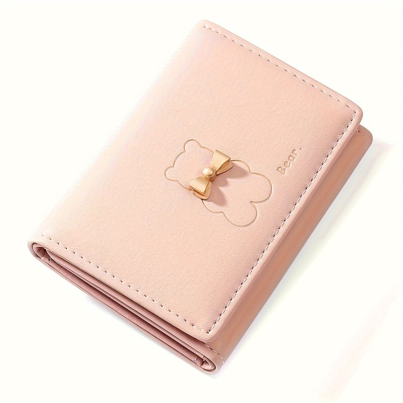 Cute Bear Trifold Wallet for Women – Mini Wallet, Card Holder & Coin Purse