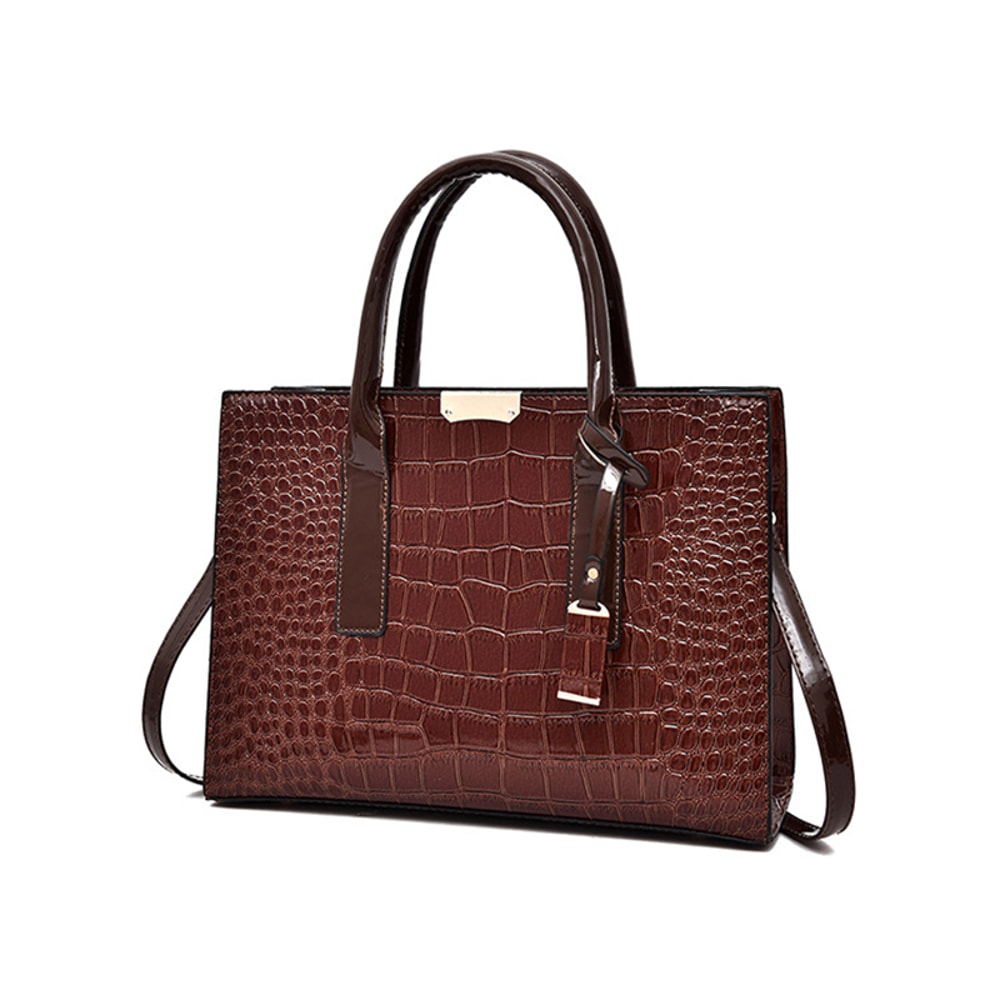 Luxe Croc Patent Leather Crossbody Tote for Women