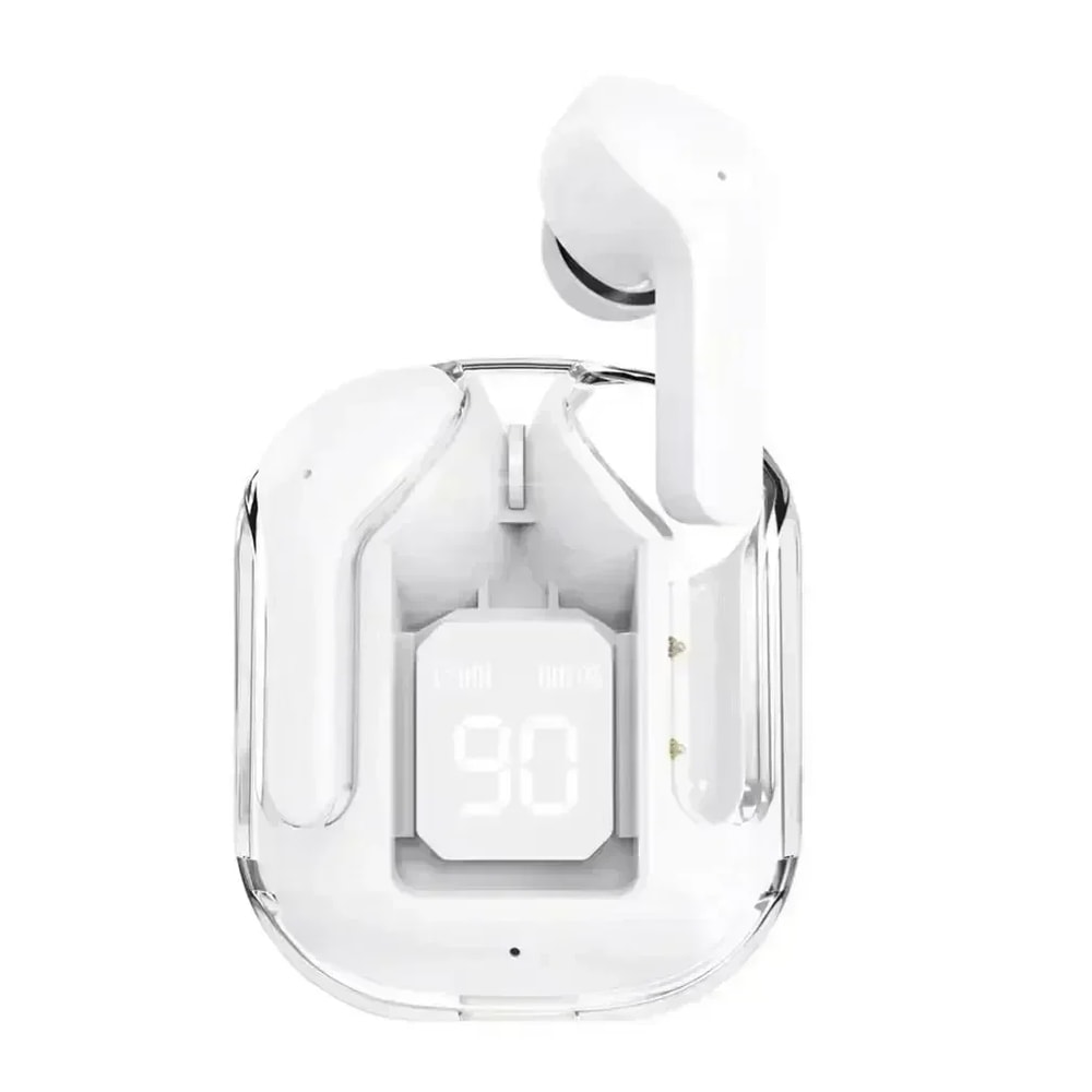 CrystalSound TWS Wireless Earbuds with LED Display & Transparent Charging Case