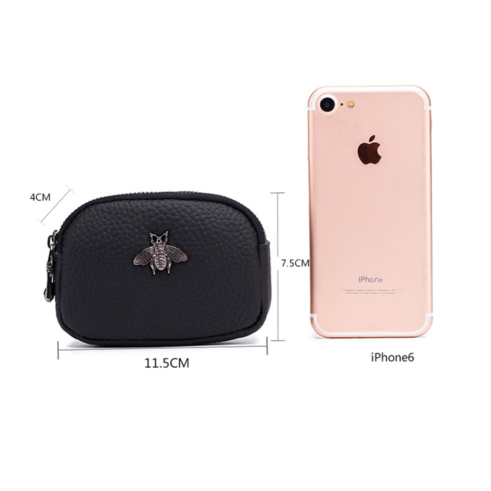Vintage Leather Double Zip Coin Purse Wallet For Women Travel Organizer Pouch 3