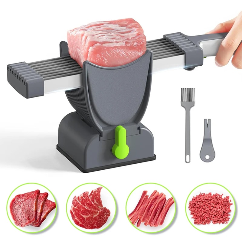 Adjustable Stainless Steel Manual Meat Slicer for Fresh Meat and Jerky Cutting