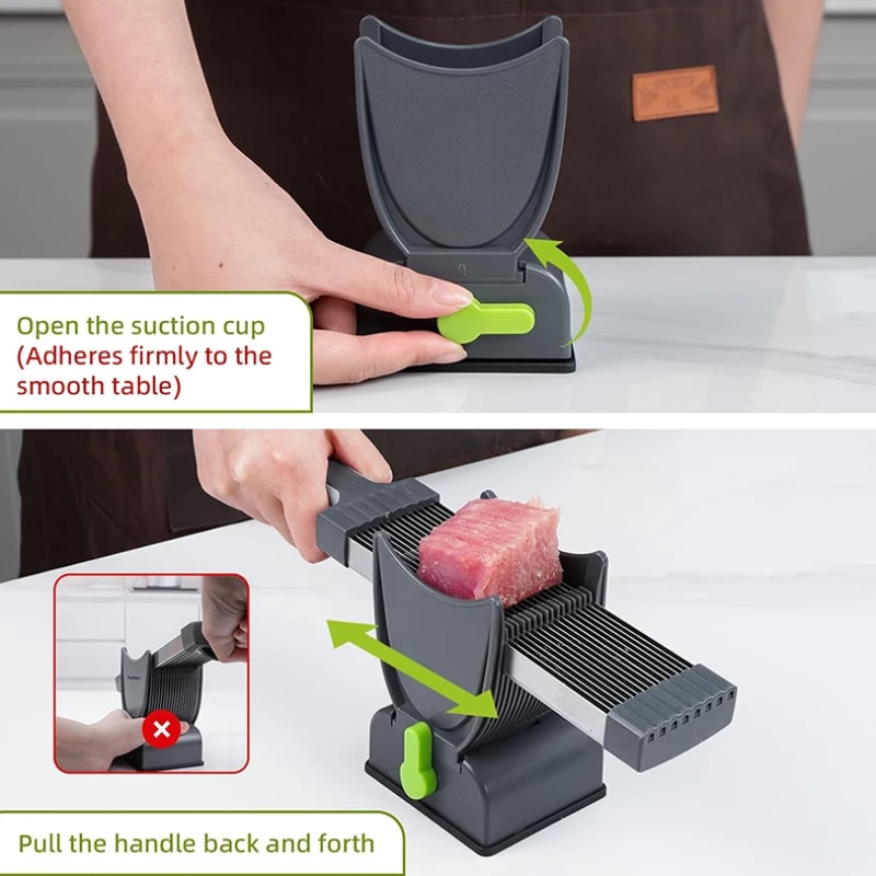 Adjustable Stainless Steel Manual Meat Slicer for Fresh Meat and Jerky Cutting