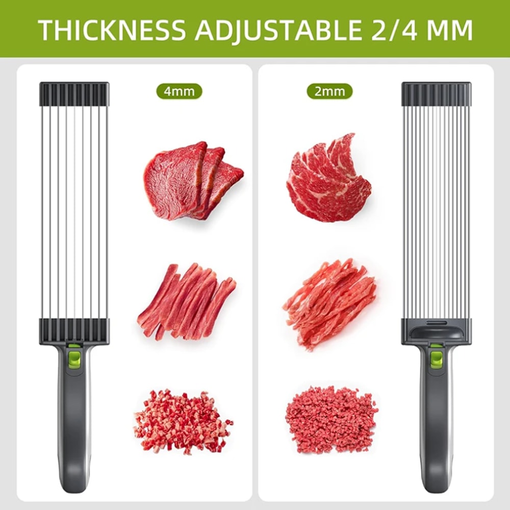 Adjustable Stainless Steel Manual Meat Slicer for Fresh Meat and Jerky Cutting