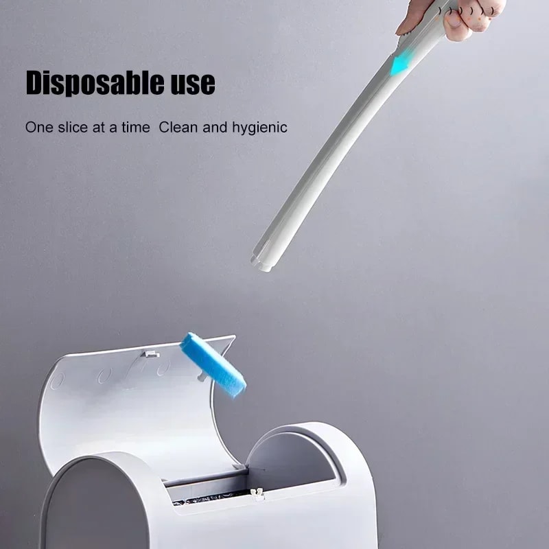 Disposable Toilet Brush Set With Long Handle And Ocean Fresh Cleaning Refills 3