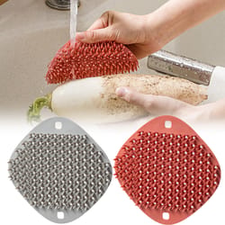 silicone kitchen scrub brush for fruits, vegetables & grease cleaning
