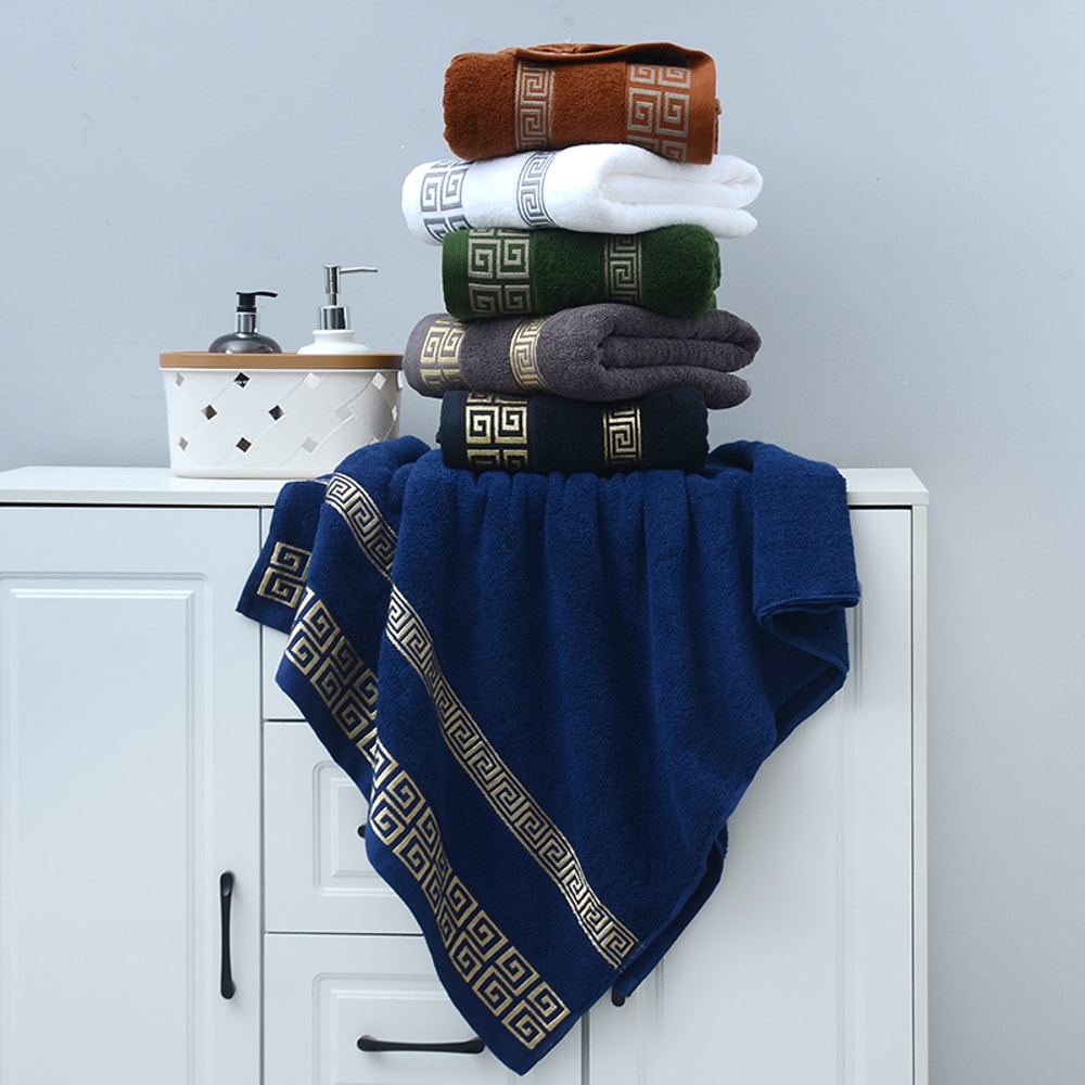Luxury Embroidered Cotton Bath Towel Set Hotel Quality Soft Absorbent Towels