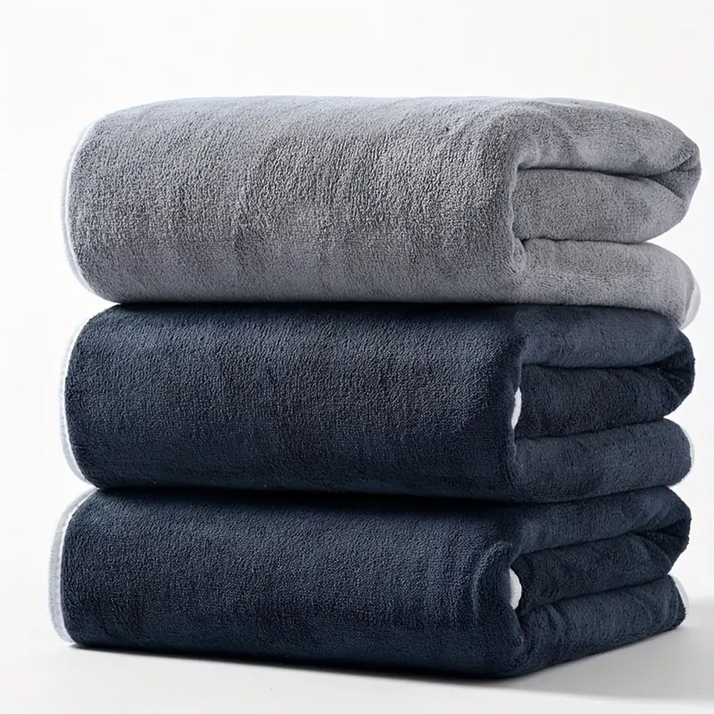 Luxury Coral Velvet Bath Towel Set – Soft Quick Dry Oversized Bath Towels for Home & Beach