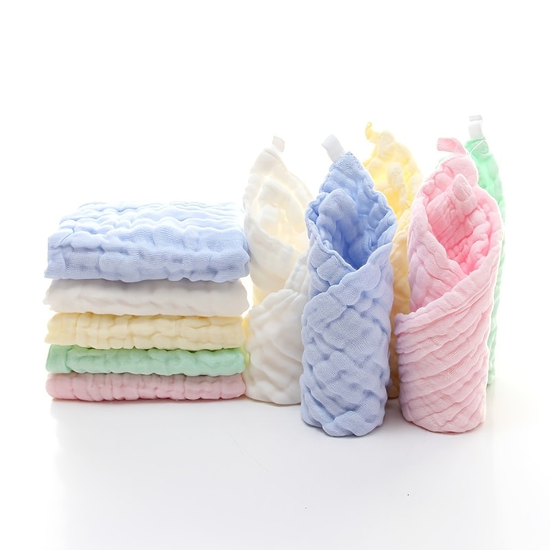 PureCotton Muslin Face Towels Set Soft Absorbent Baby Washcloths For Makeup Hands Daily Care 4