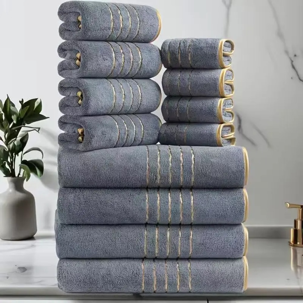 CloudTouch Quick Dry Bath Towels Set Ultra Soft Coral Fiber Spa Gym Bath Sheets 4