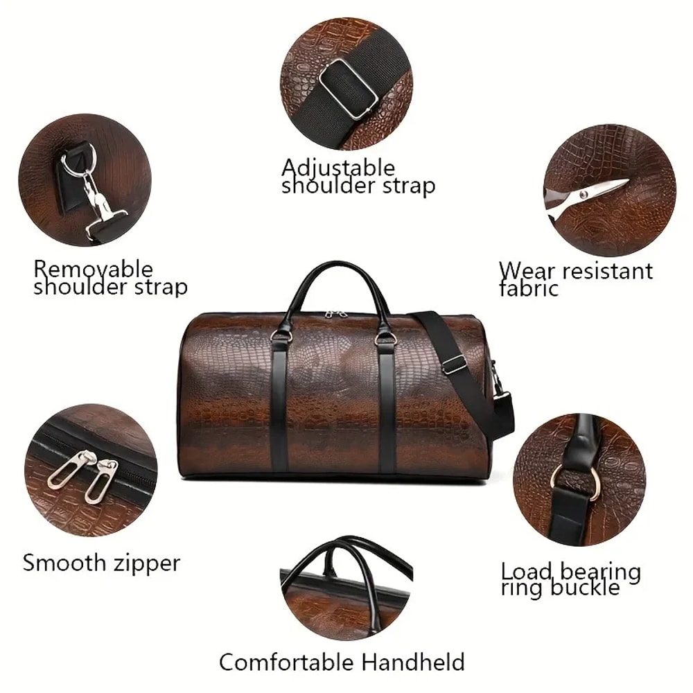 Vintage Croc Weekender Duffel Bag Large Capacity Travel Duffel Bag For Men Women 4