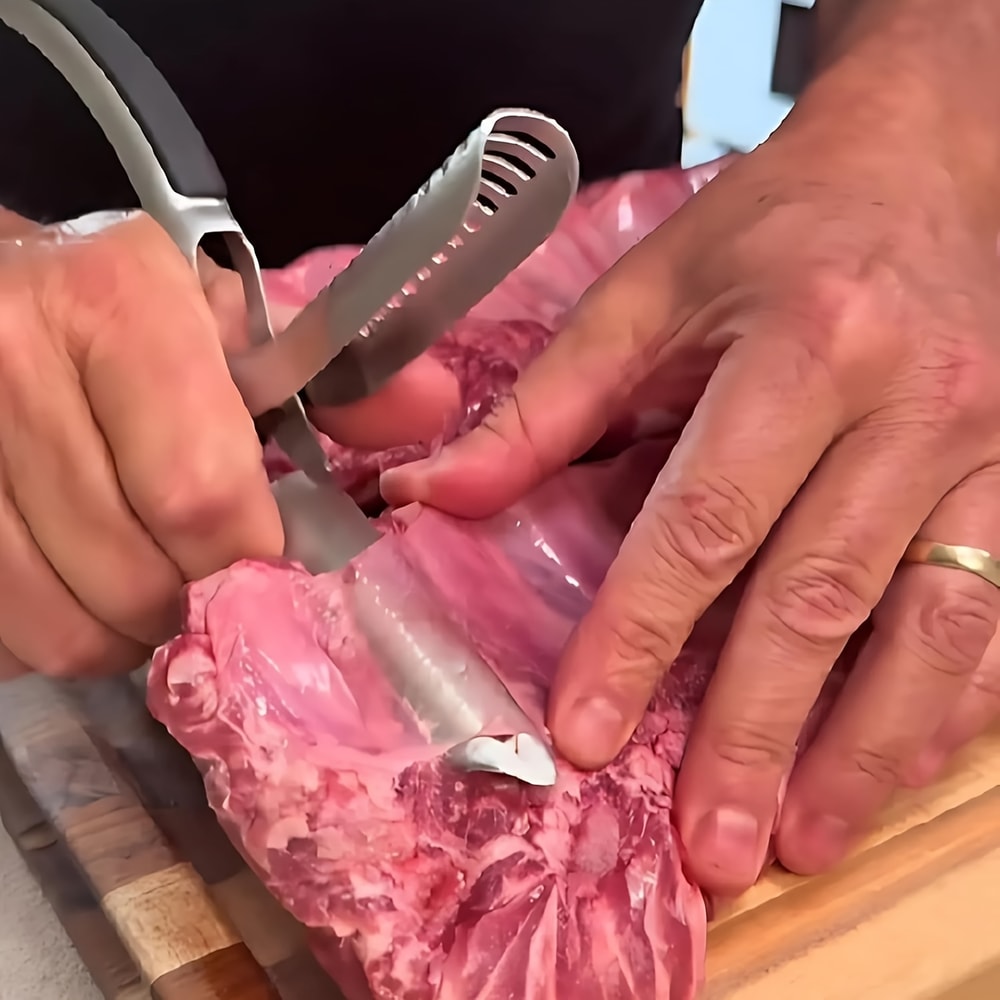 Pro BBQ Rib Membrane Remover Stainless Steel Rib Skinner Tool with Ergonomic Grip
