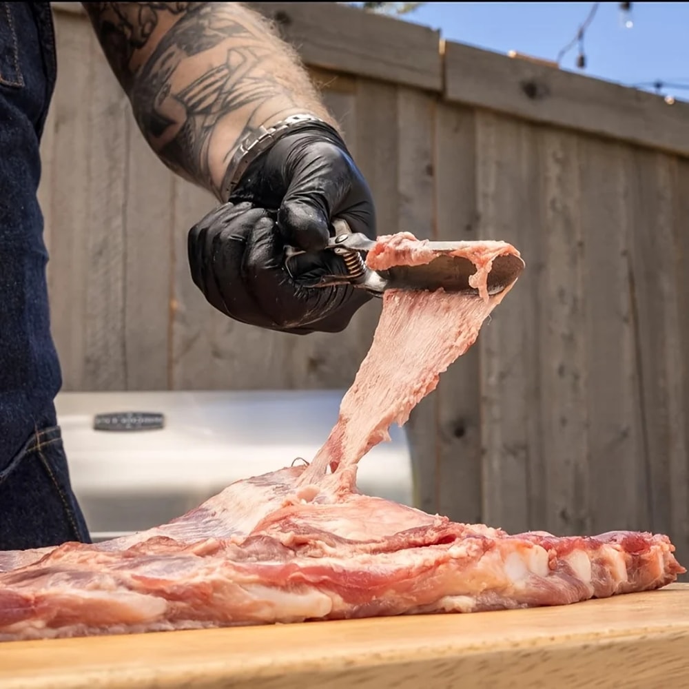 Pro BBQ Rib Membrane Remover Stainless Steel Rib Skinner Tool with Ergonomic Grip