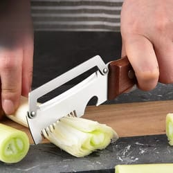 stainless steel multifunction kitchen peeler & scallion slicer for fruits, vegetables and sugarcane