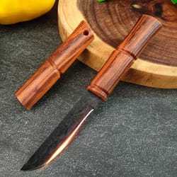 hand forged butcher knife for meat cutting and outdoor cooking